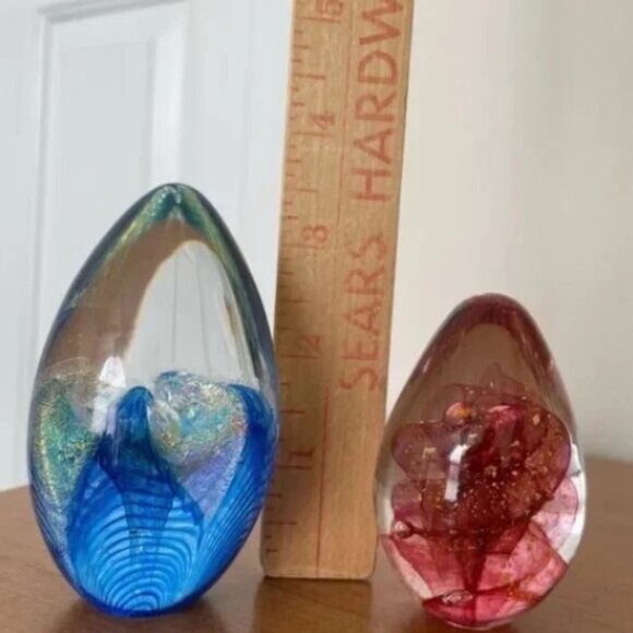 Vintage fire & water art glass eggs - Picture 9 of 11